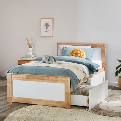 Coco Single Bed with Storage | Natural Hardwood Frame