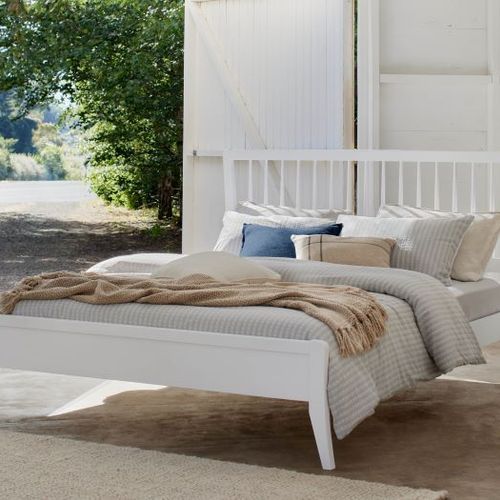 Byron White Double Size Bed | Hardwood Frame