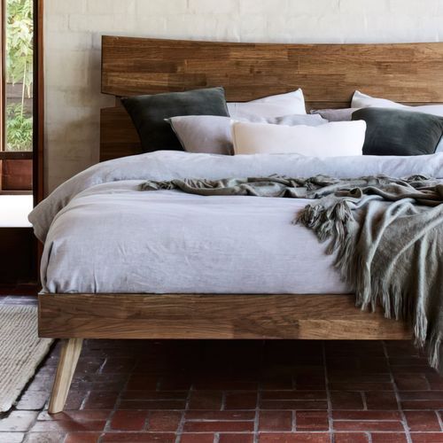 Cruz Hardwood King Size Bed Frame | Rustic Walnut