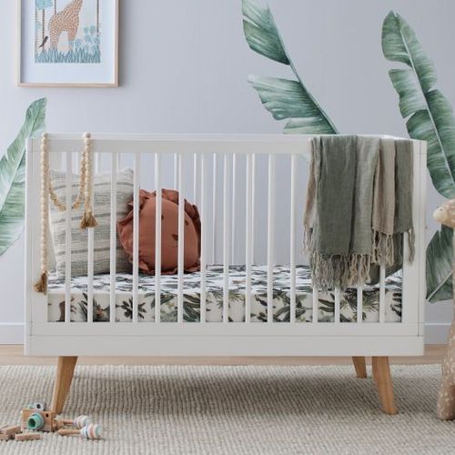 Rio Hardwood 2-in-1 Baby Cot | White & Natural