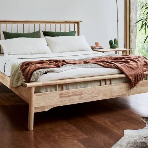 Rome Hardwood Queen Size Bed Frame | Natural