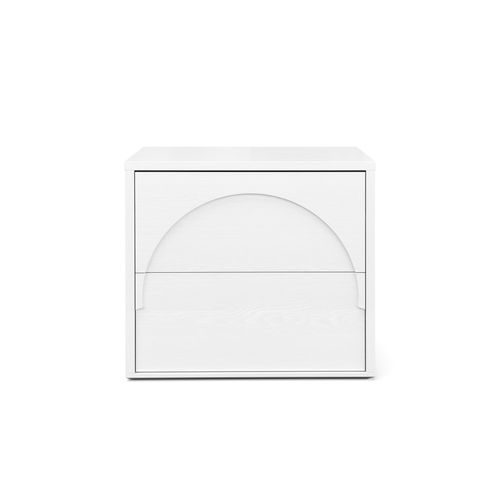 Aurora 2 Drawer Arch Bedside Table | White Oak