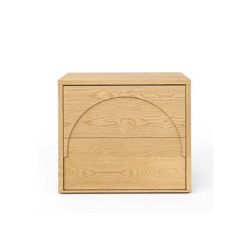 Aurora 2 Drawer Arch Bedside Table | Natural Oak