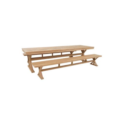 Darlington Outdoor 3m Teak Timber Dining Set w/ Benches