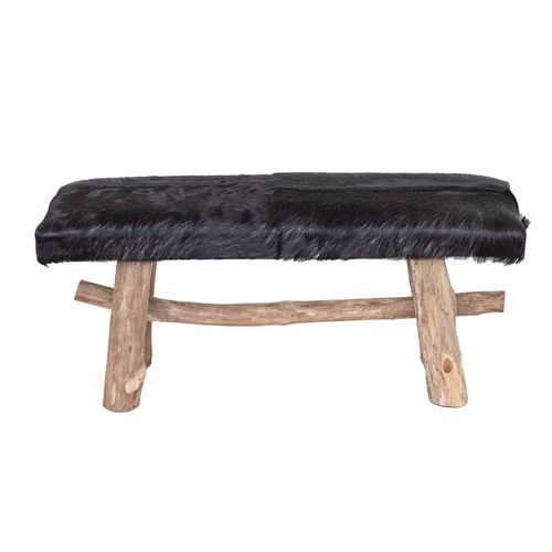 Rustico Leather & Teak Bench