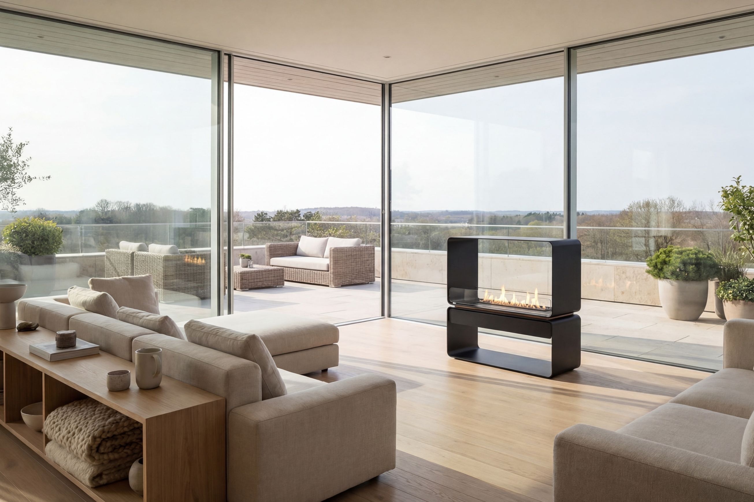 Decoflame Austin Freestanding BEV Net Zero Fireplace