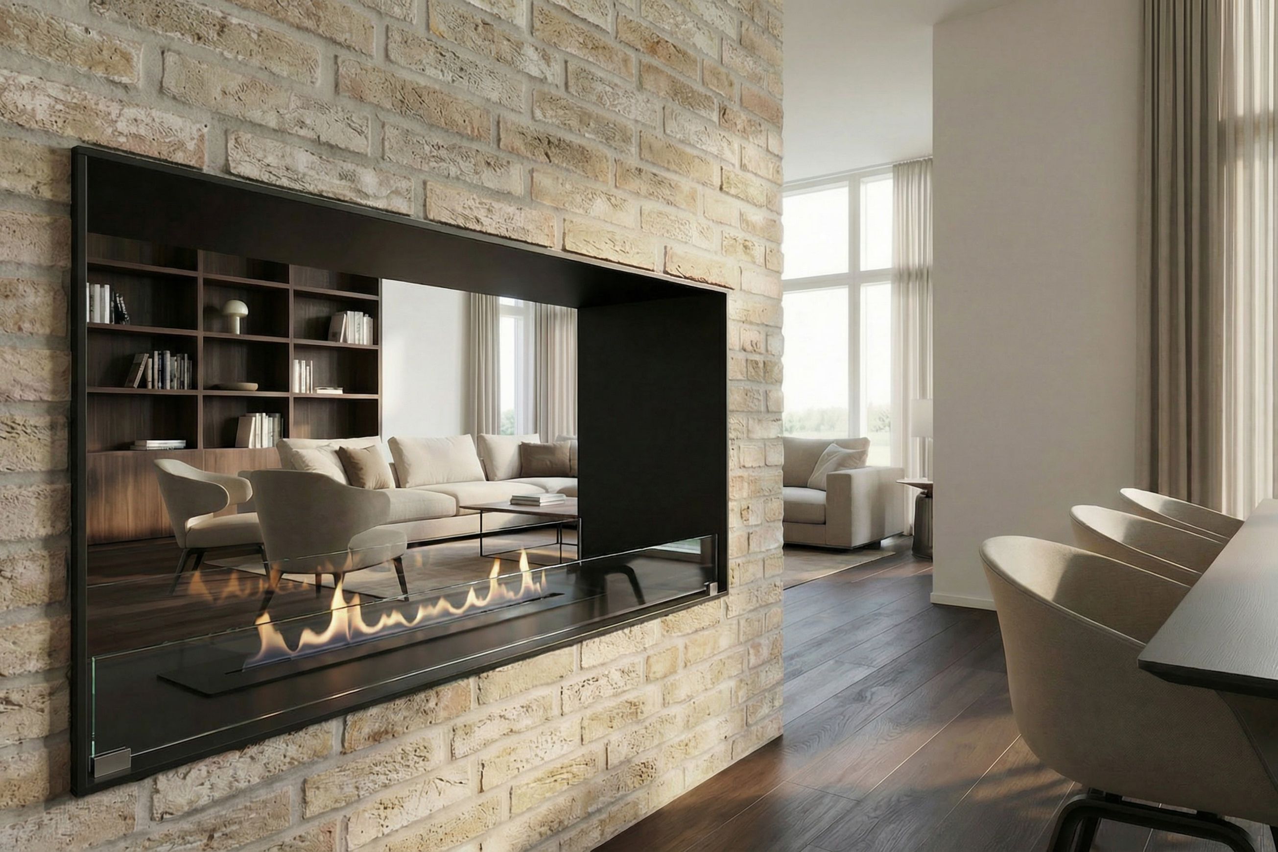 Decoflame Montreal See-Through BEV Net Zero Fireplace
