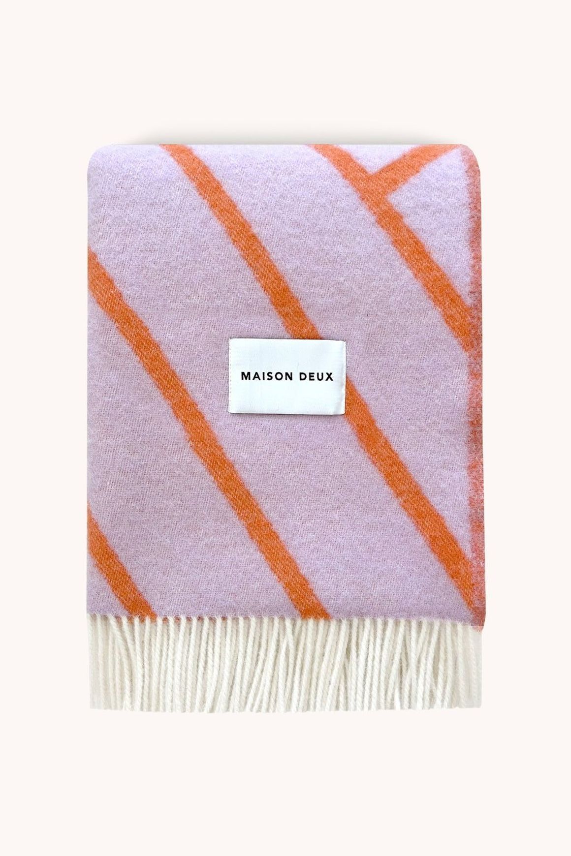 Maison Deux Lines Reversible NZ Wool Throw – Lilac Orange