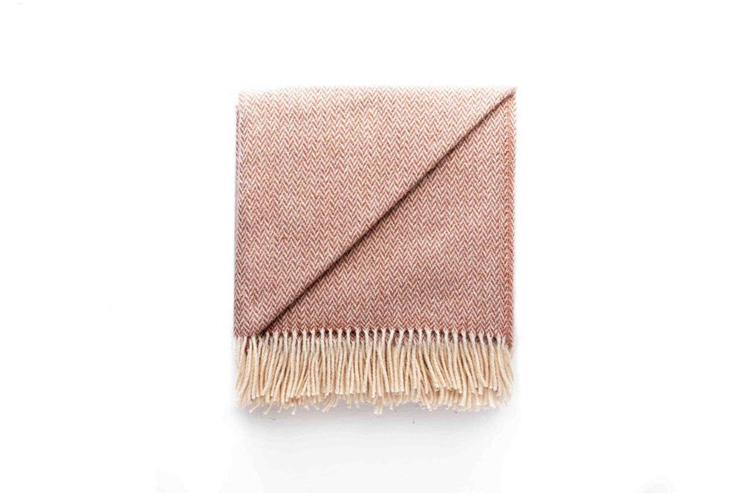 Ruanui Station Lambswool Throw - Pipipi Pink Chevron