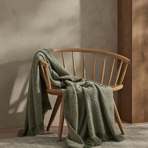 Weave Home Clive Wool Throw Blanket - Spruce | NZ Made | Bouclé