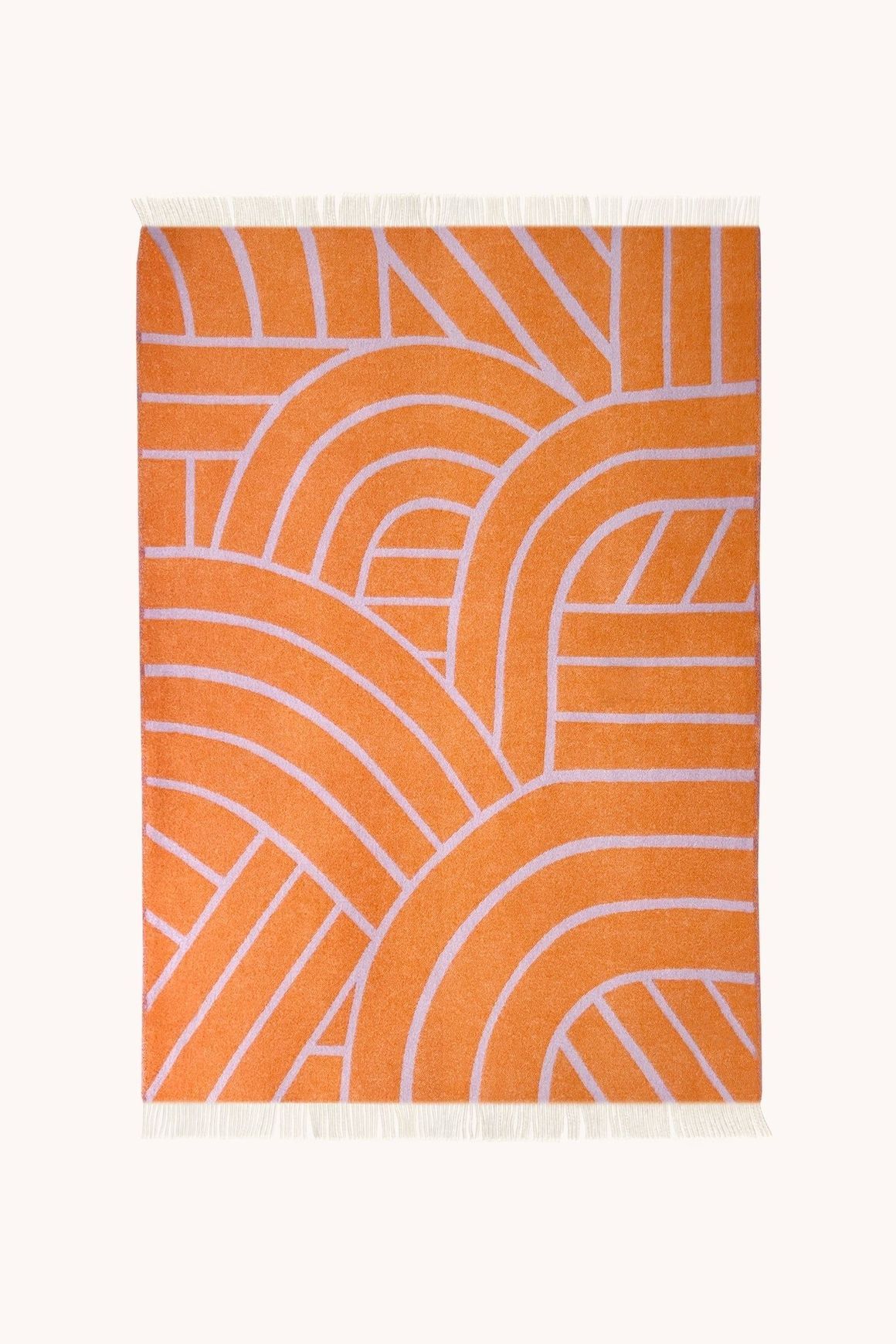 Maison Deux Lines Reversible NZ Wool Throw – Lilac Orange