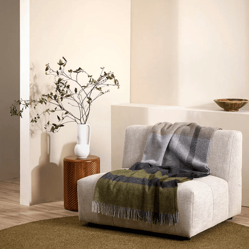 Baya Brunswick Throw - Olive | Pure NZ Wool