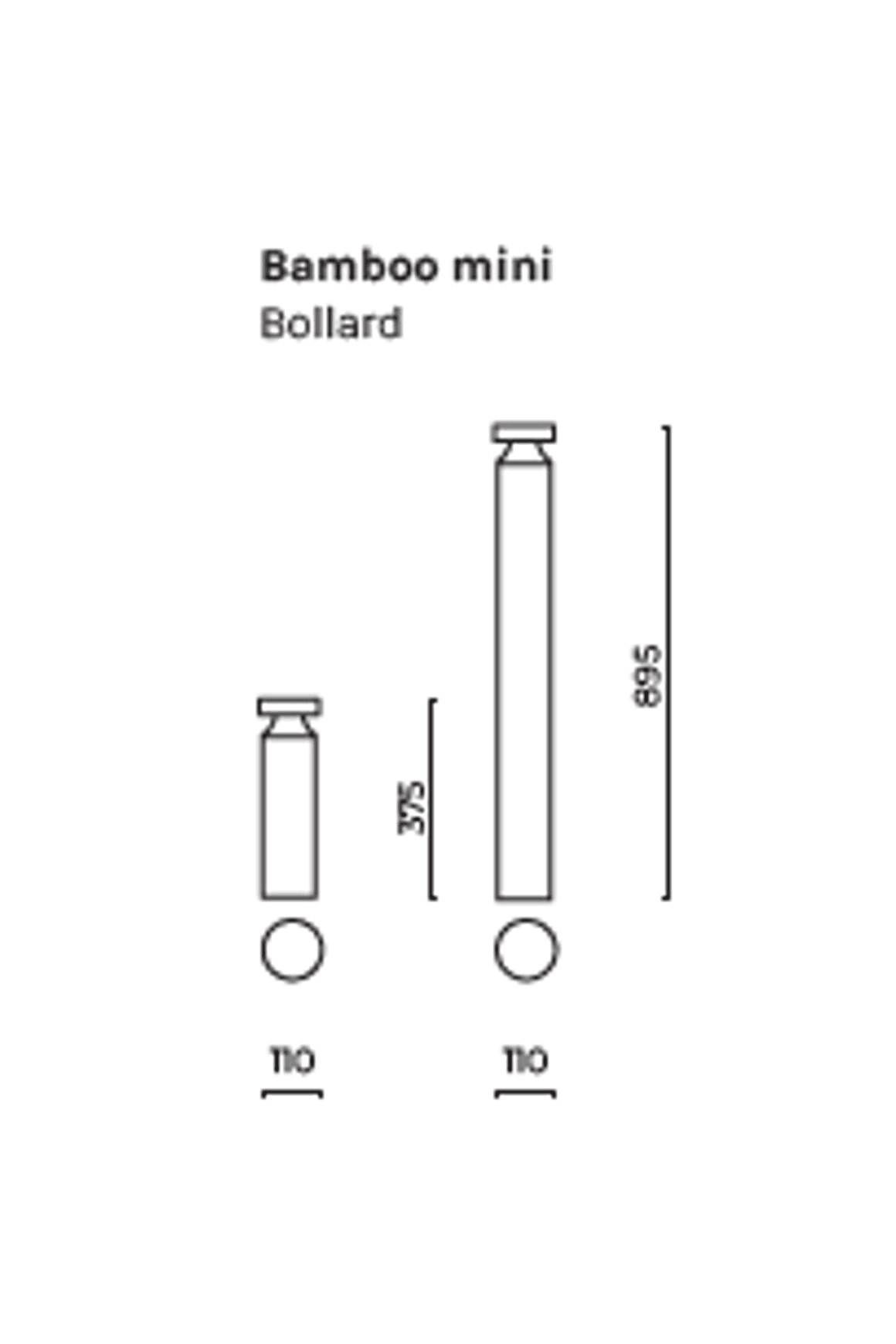 BAMBOO MINI Bollard by Cariboni dimensions
