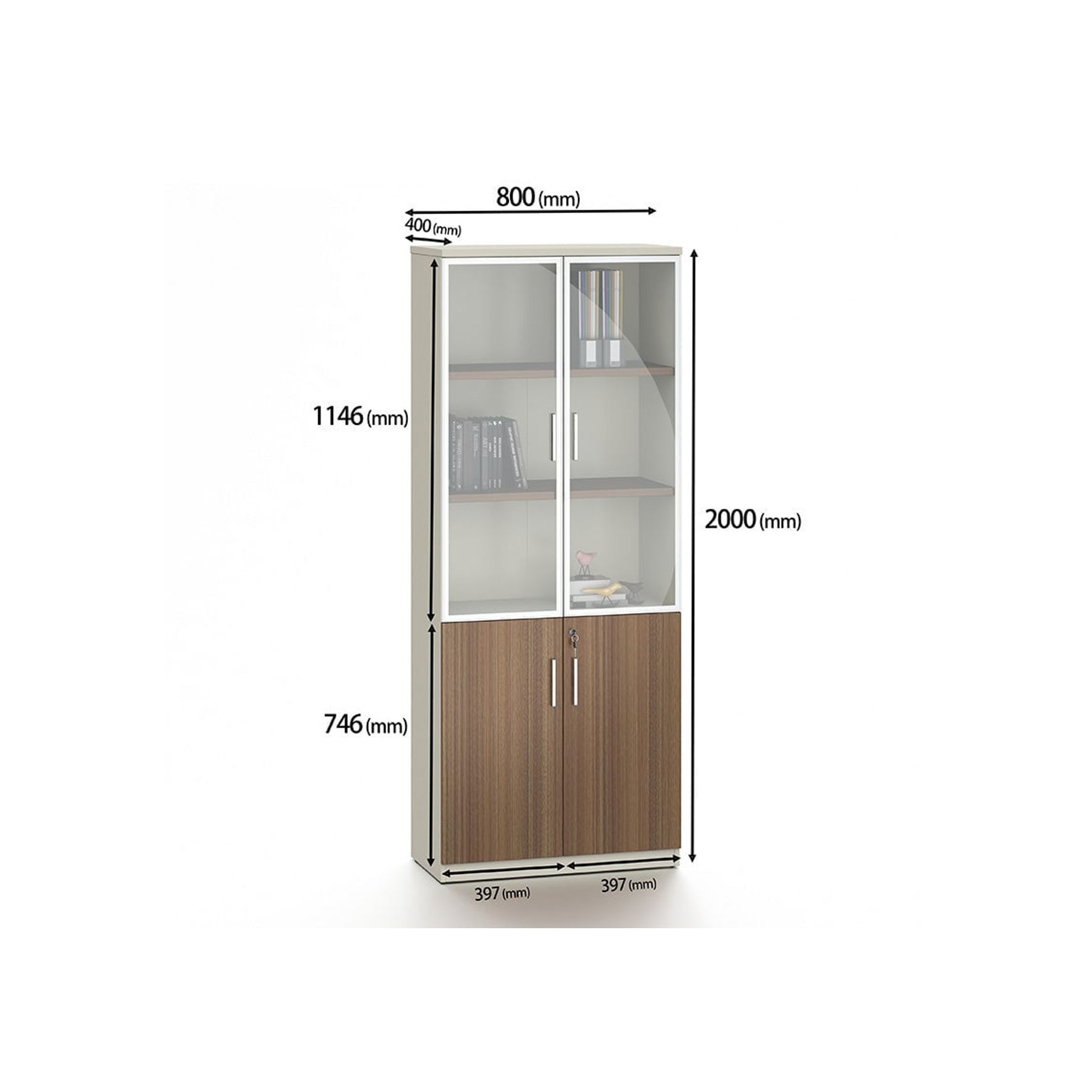 ANDERSON 2 Door Display Unit 80cm - Australian Gold Oak & Beige