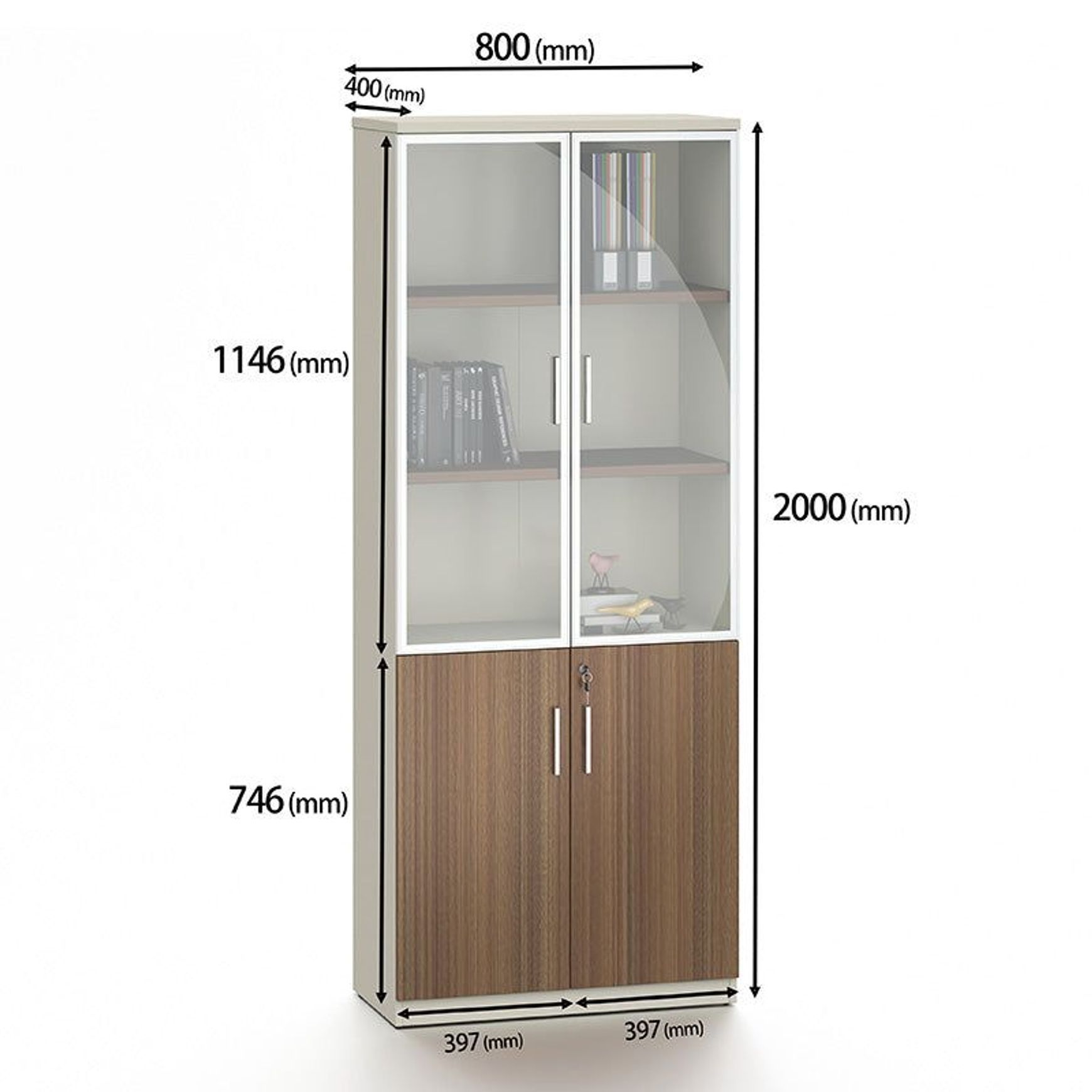 ANDERSON 2 Door Display Unit 80cm - Australian Gold Oak & Beige