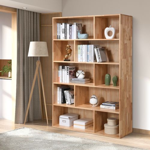 Stax Hardwood Staggered Bookcase | Natural | Wide 1200