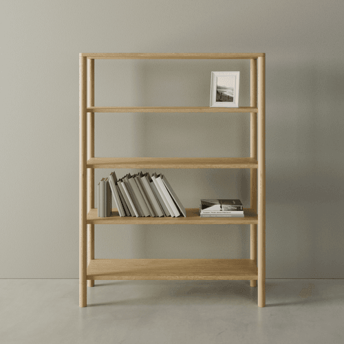 Nordica Bookshelf - 4 Tier Solid Oak (large)