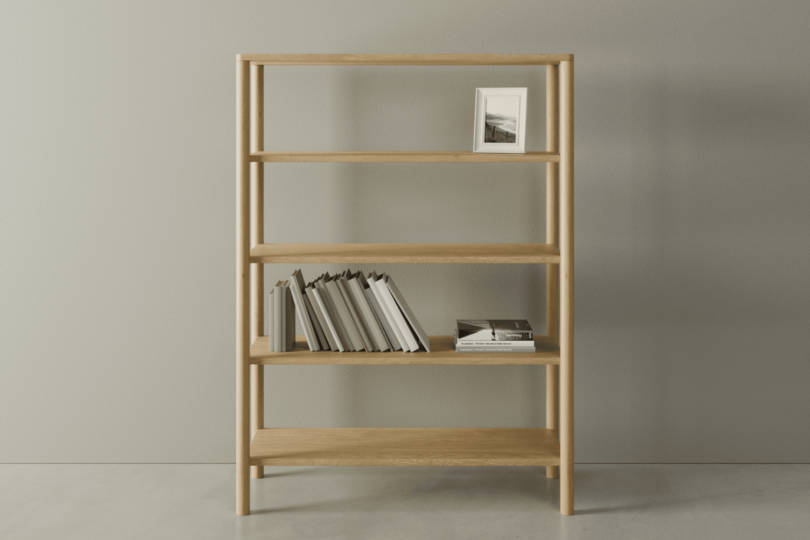 Nordica Bookshelf - 4 Tier Solid Oak (large)