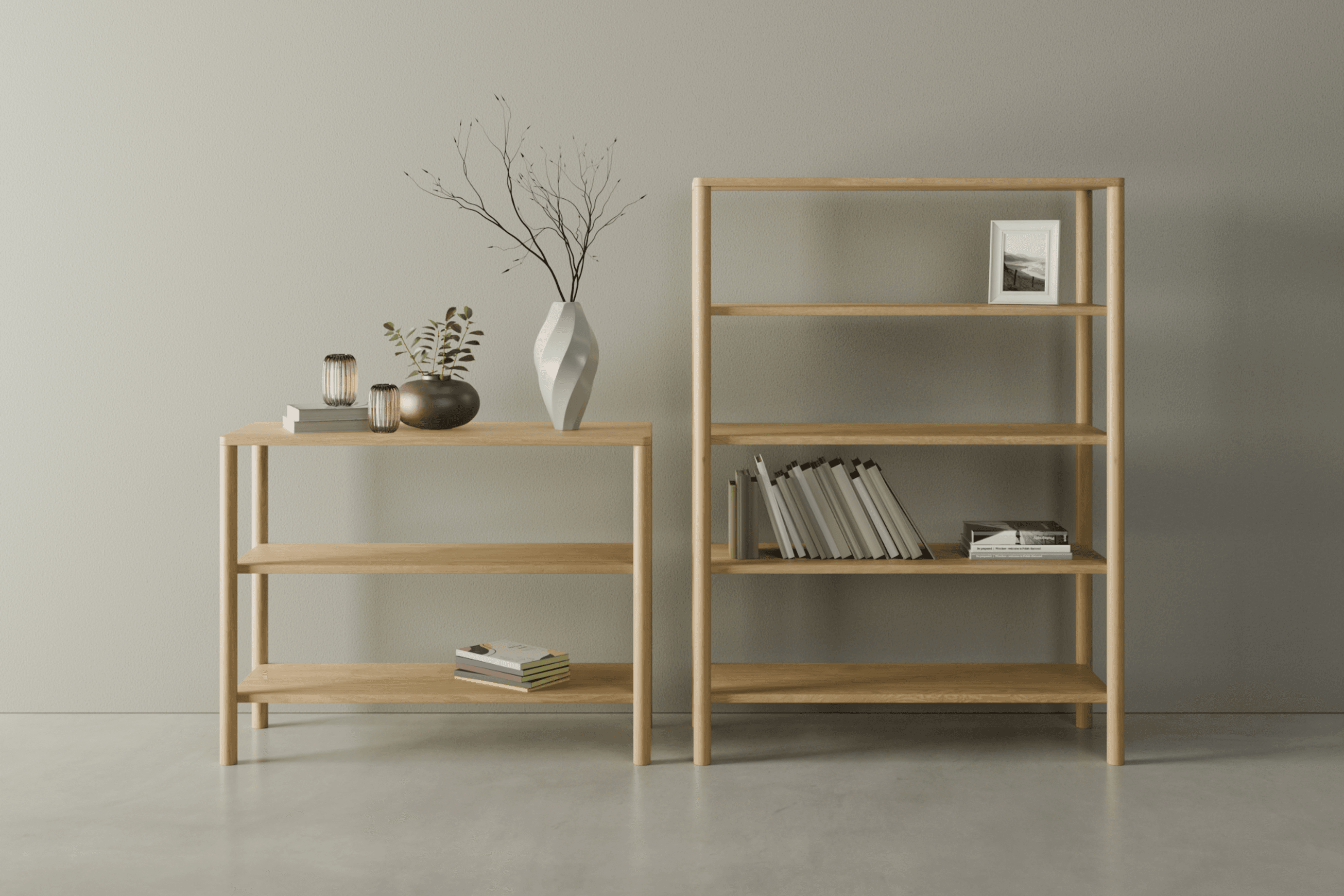 Nordica Bookshelf - 4 Tier Solid Oak (large)