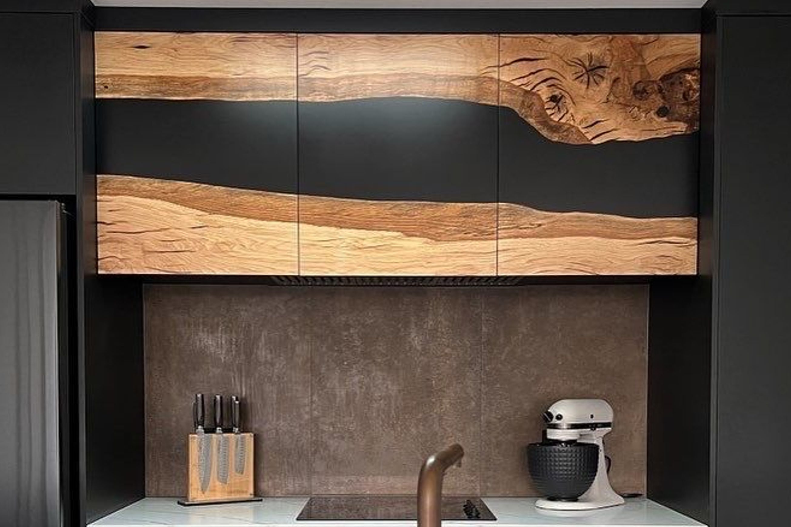 Kitchen Overhead Doors — Old English Oak Epoxy