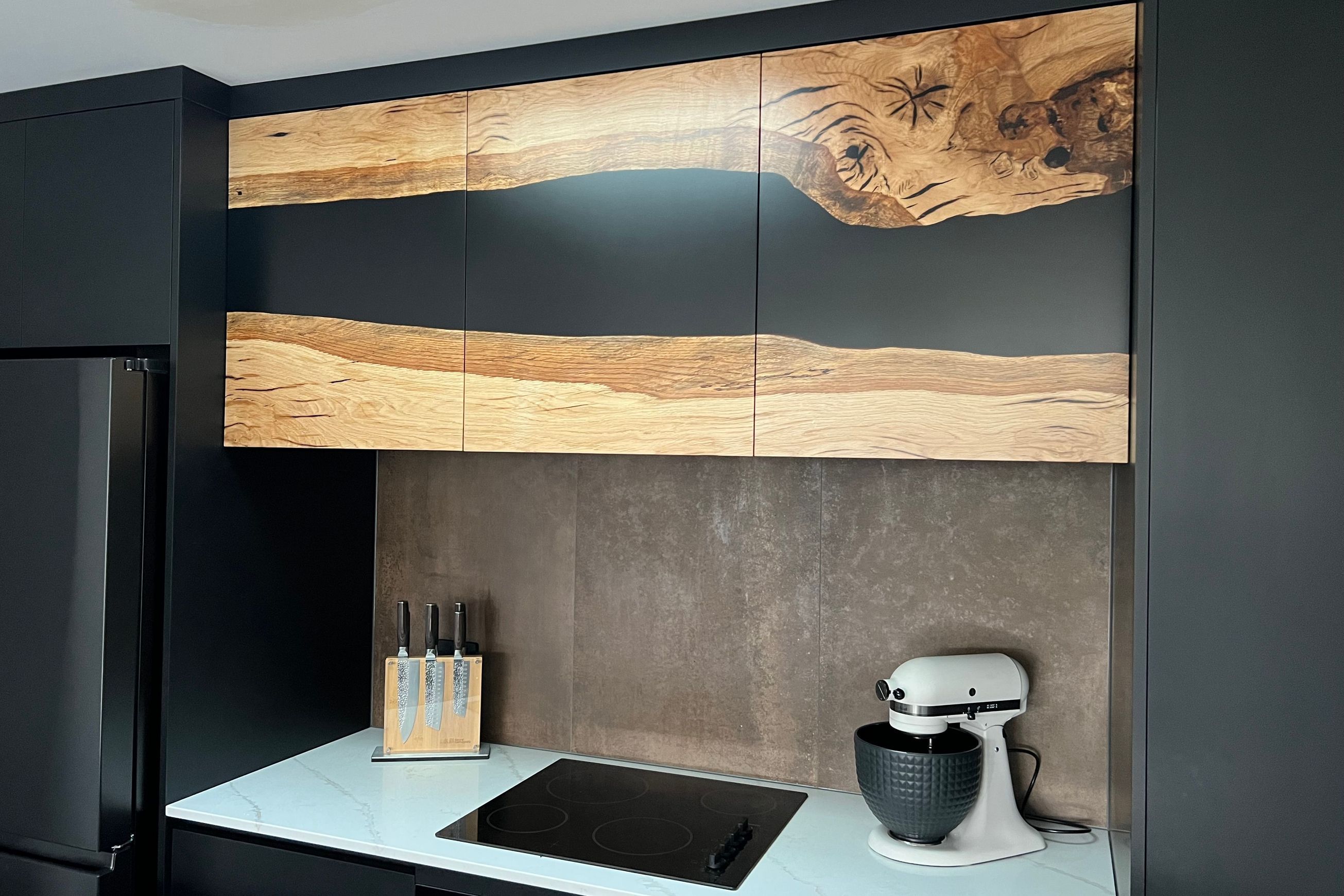 Kitchen Overhead Doors — Old English Oak Epoxy