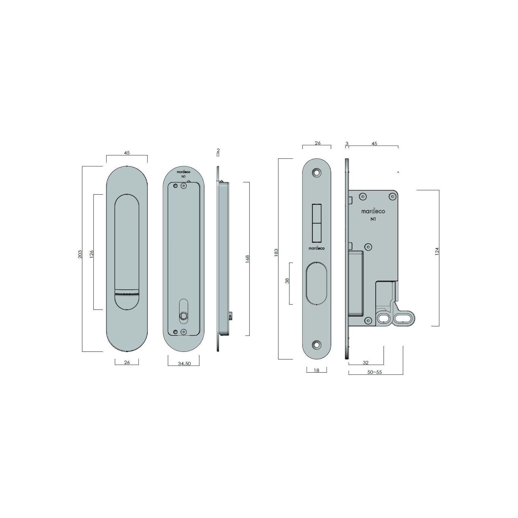 Oval M-Series 9004 Flush Pull Privacy Set