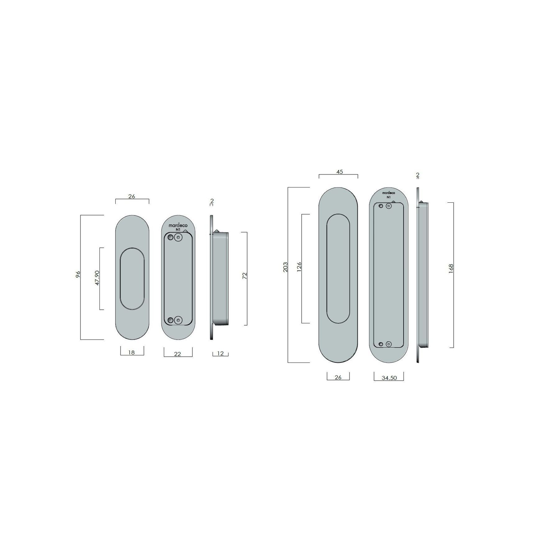 Mardeco Oval M-Series 9008 Flush Pull Set