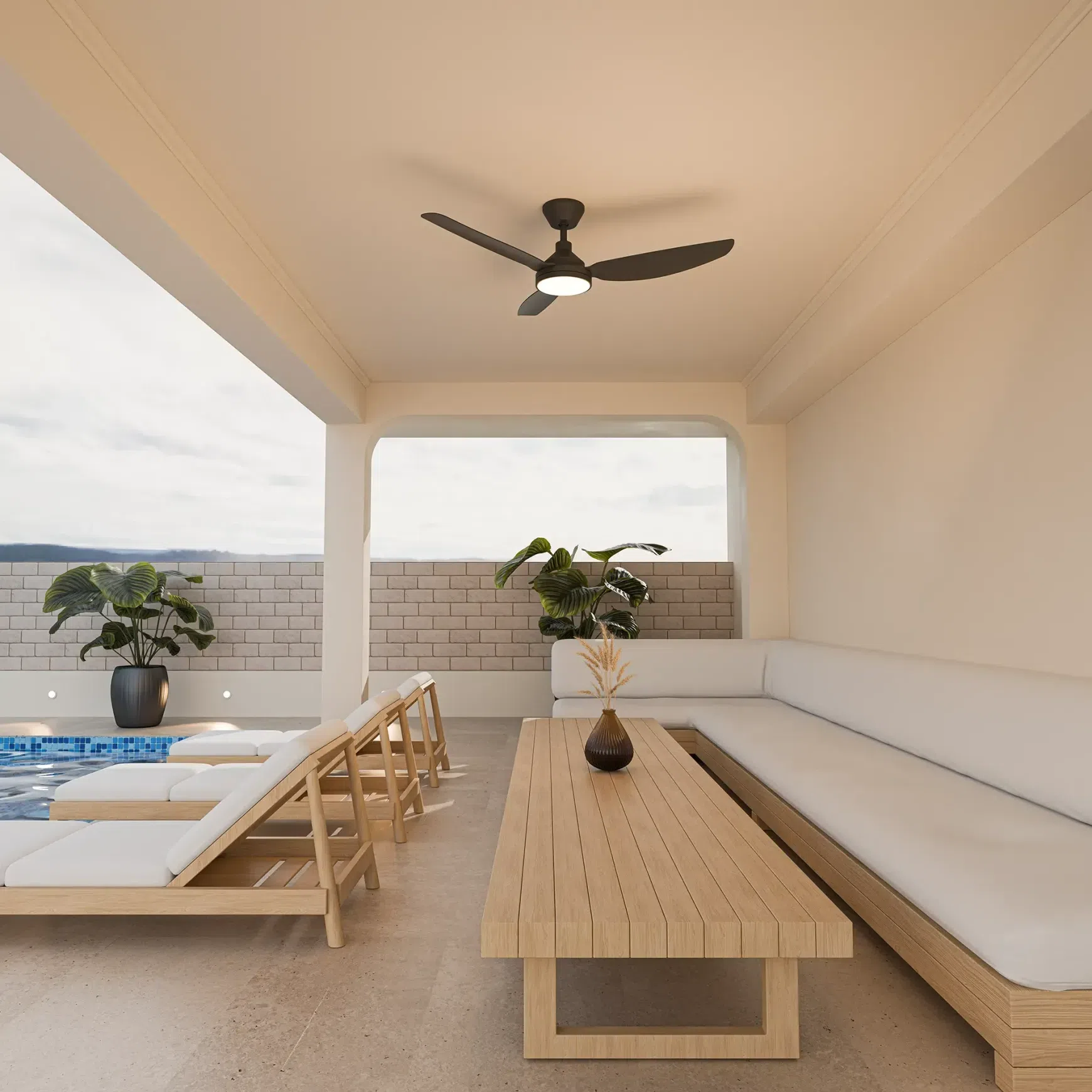 Sora Indoor/Outdoor Quick-Install 3-Blade Ceiling Fan