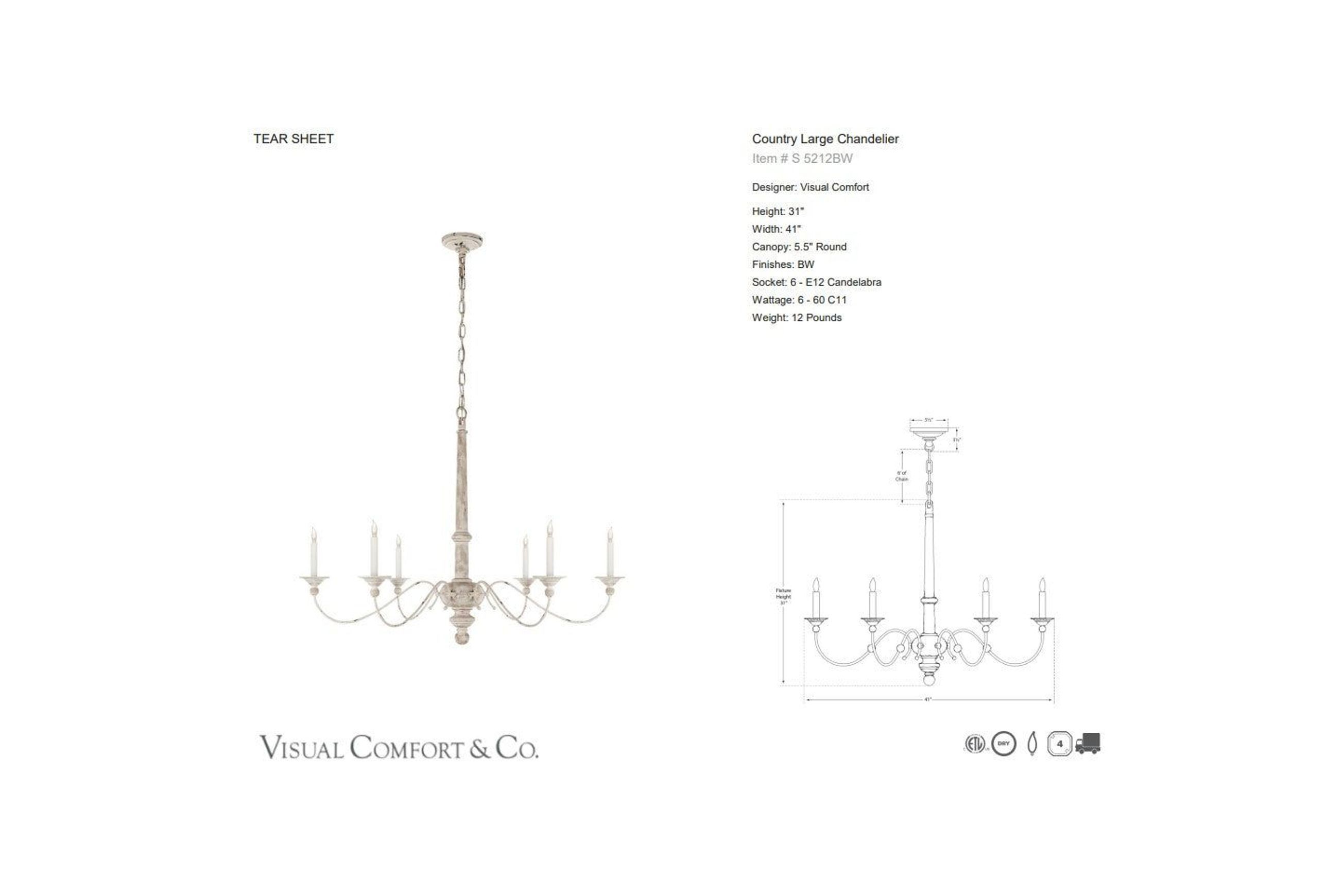 Visual Comfort Country Large Chandelier