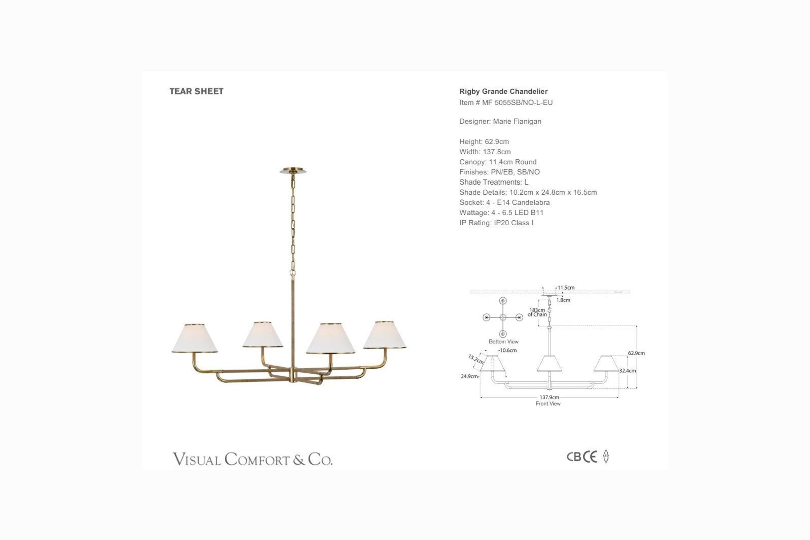 Visual Comfort Marie Flanigan Rigby Grande Chandelier