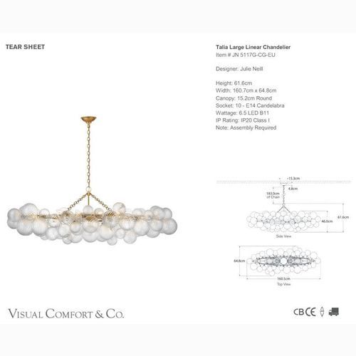 Visual Comfort Julie Neill Talia Linear Chandelier
