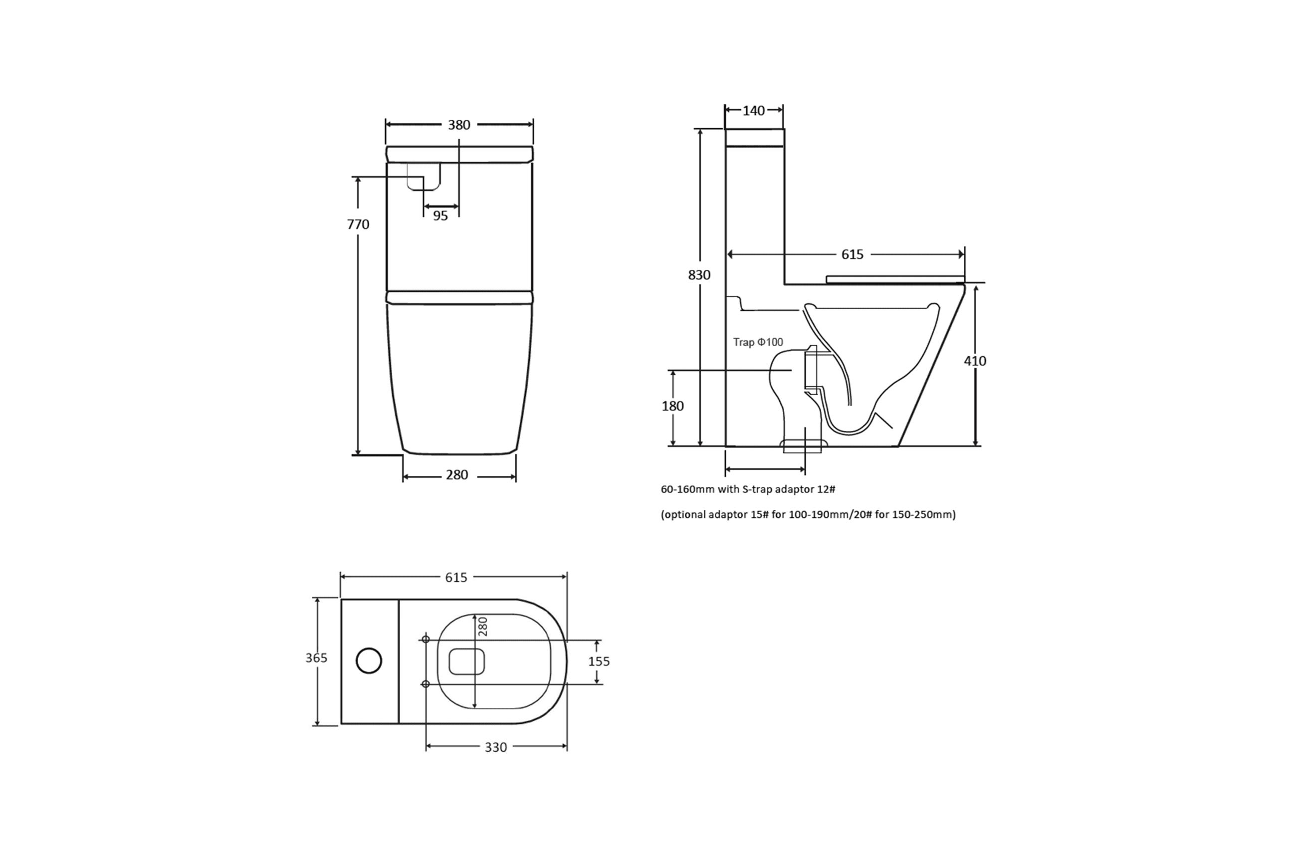 Boston Toilet Collection dimensions
