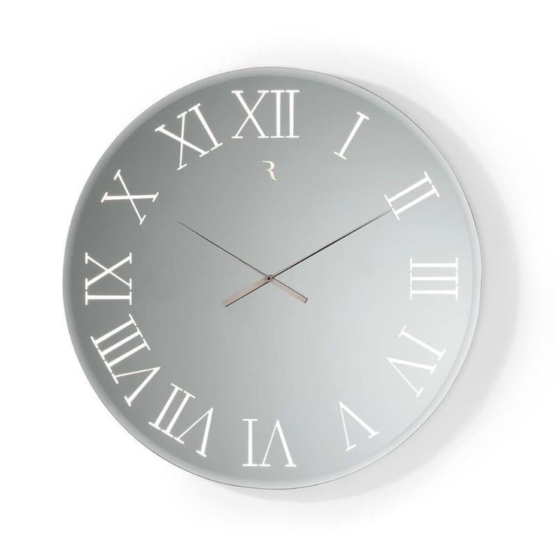 Titanium Round Mirrored Clock