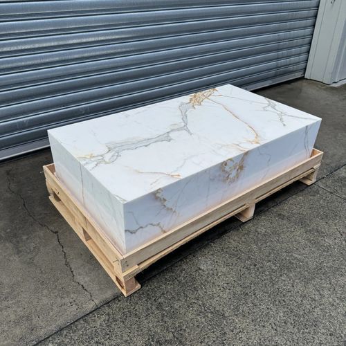 Block Coffee Table/Gold Calacatta-Large | Natural Stone Co.