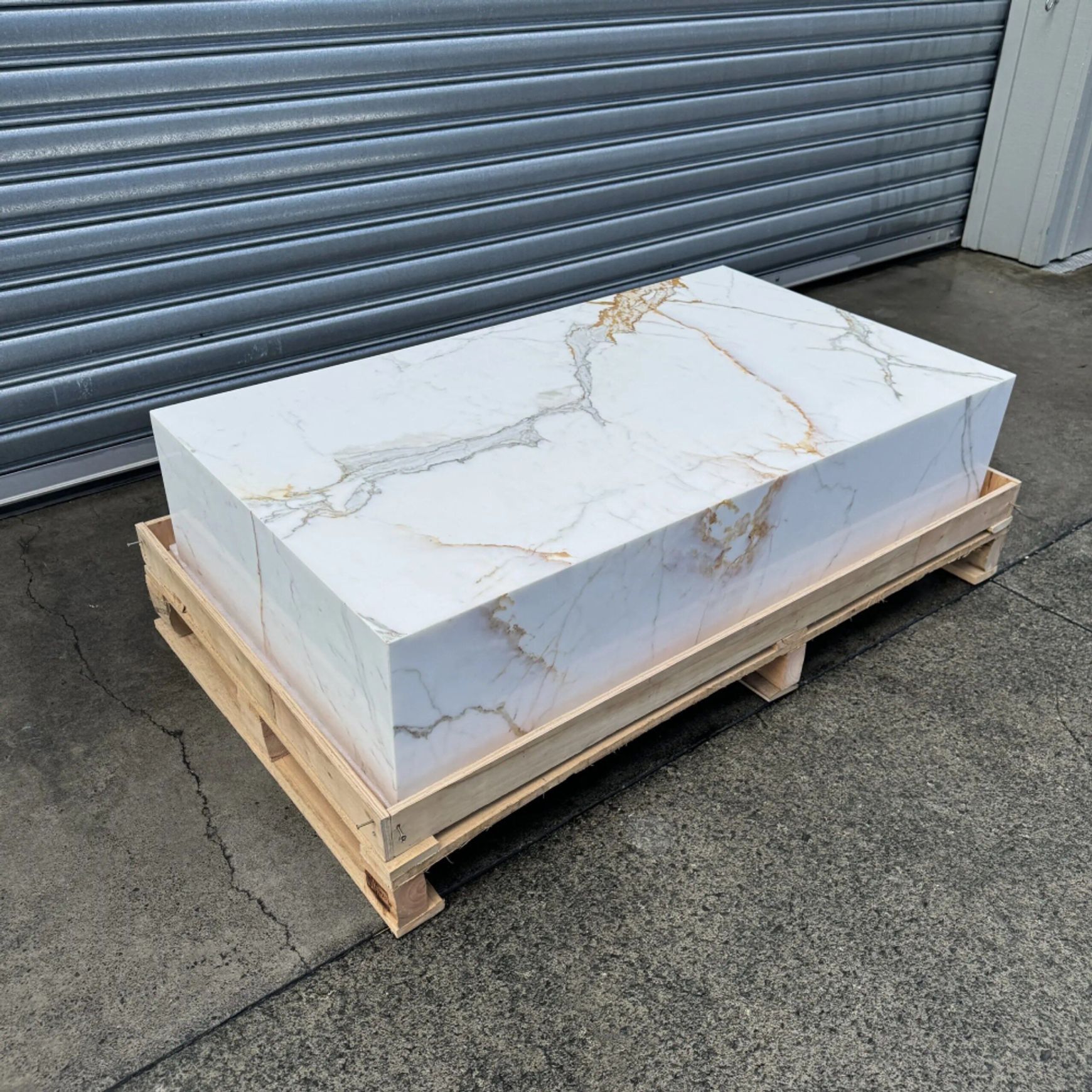 Block Coffee Table/Gold Calacatta-Large | Natural Stone Co.