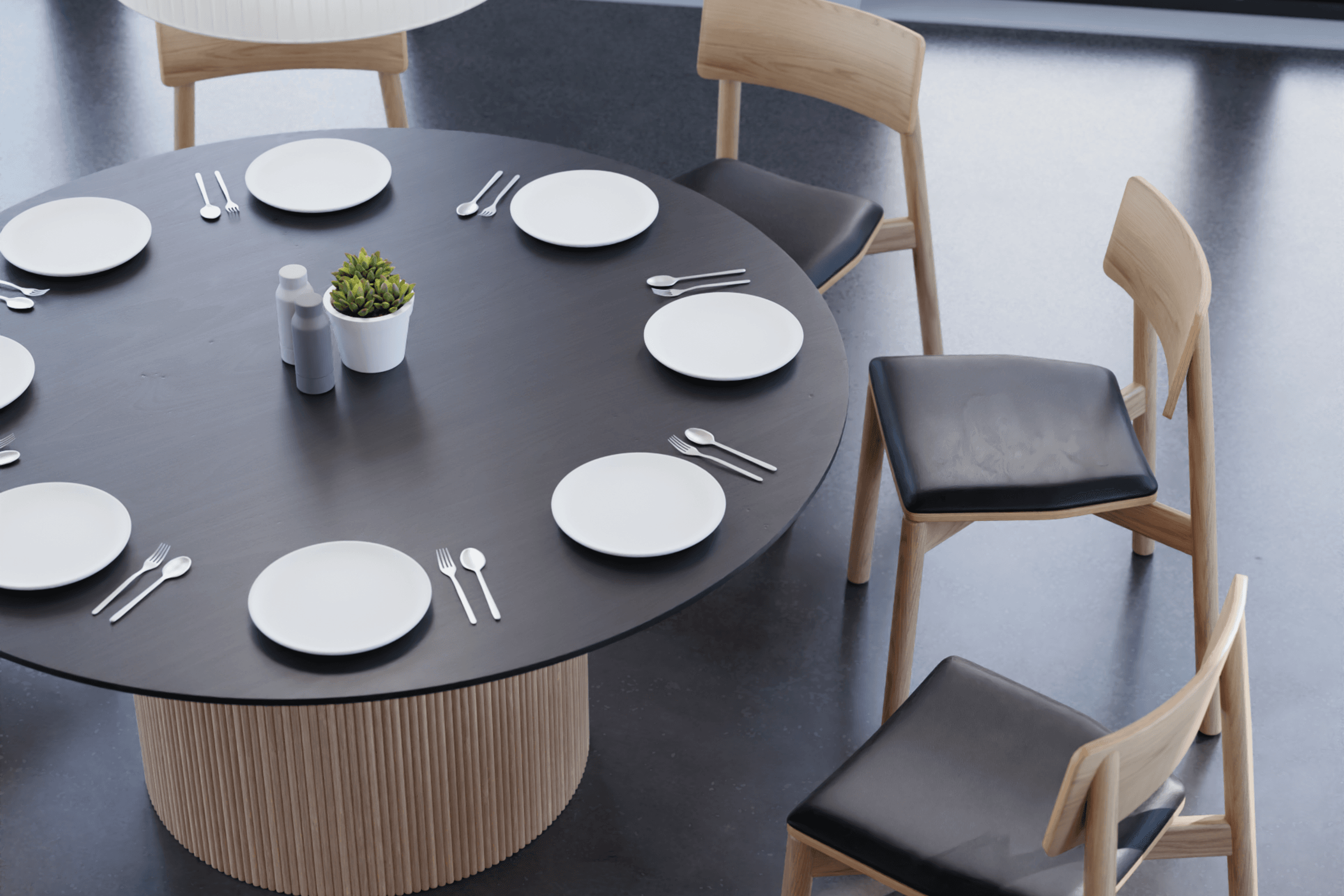Poppy table - Natural Base Black Top