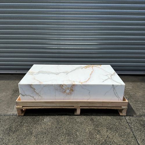 Block Coffee Table/Gold Calacatta-Large | Natural Stone Co.