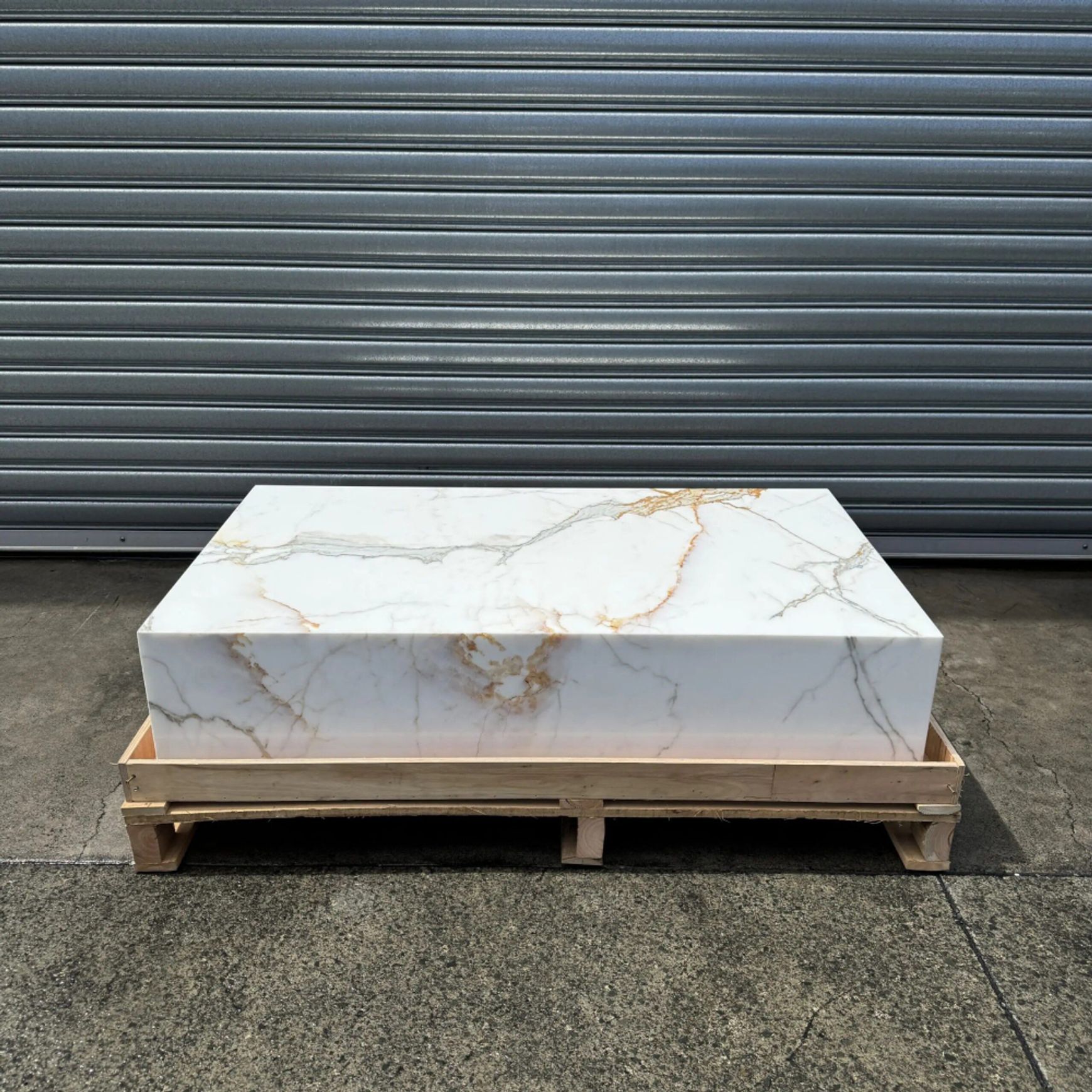 Block Coffee Table/Gold Calacatta-Large | Natural Stone Co.