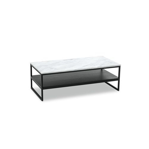 Ebonie White Marble Rectangular Coffee Table | Black