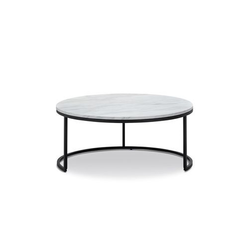 Khloe White Marble Round Nest Coffee Table | Black