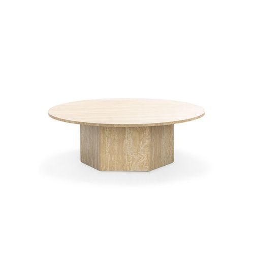 Hexica 100cm Round Coffee Table | Cream Travertine