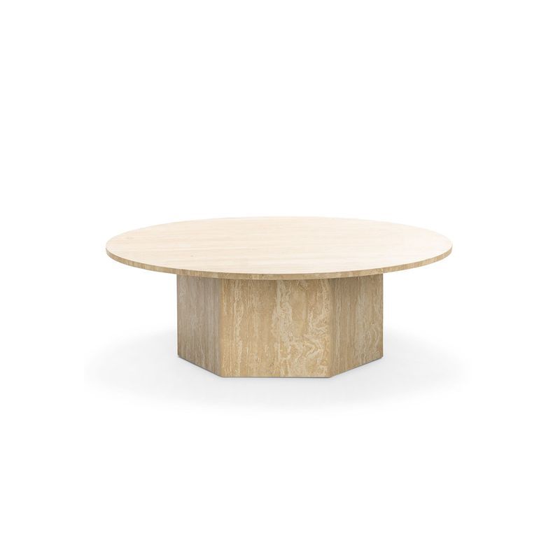 Hexica 100cm Round Coffee Table | Cream Travertine