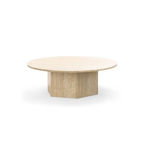 Hexica 100cm Round Coffee Table | Cream Travertine