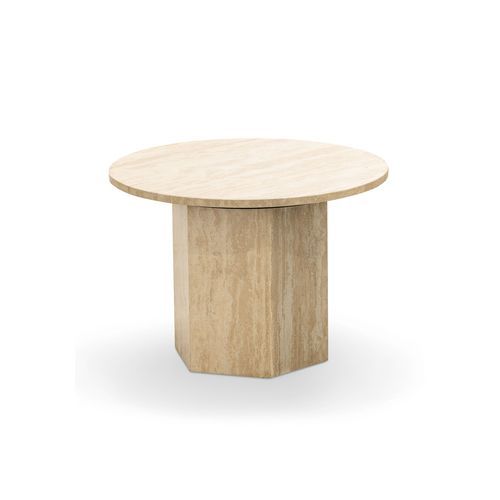 Hexica 60cm Round Coffee Table | Cream Travertine