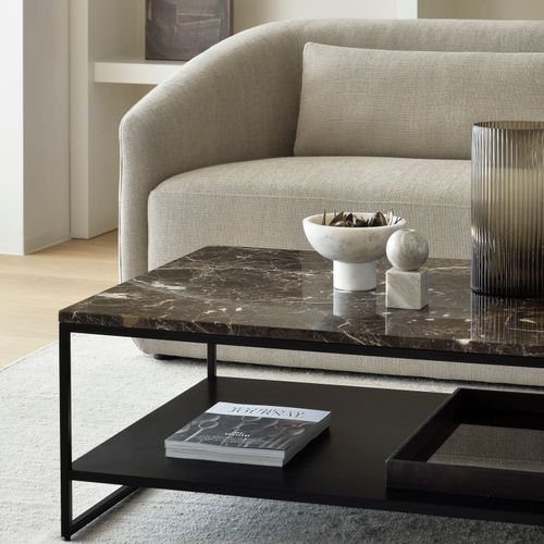 Stone Rectangular Marble Coffee Table | Dark Emperador