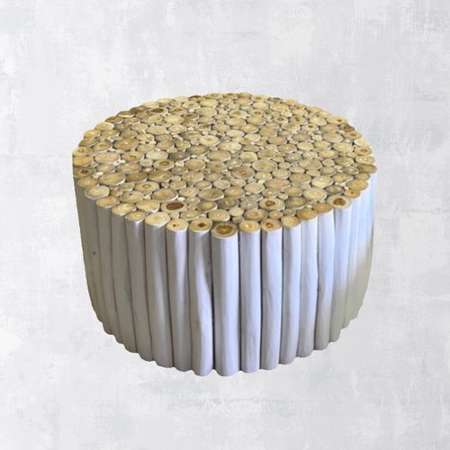 Byron Round Teak Coffee Table 80cm – White