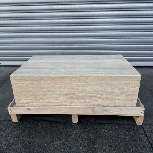 Block Coffee Table/Vein Cut Travertine -Small | Natural Stone Co.