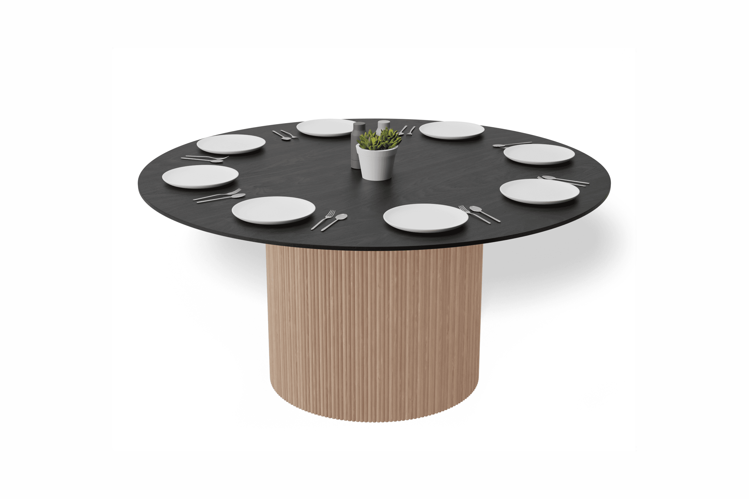 Poppy table - Natural Base Black Top