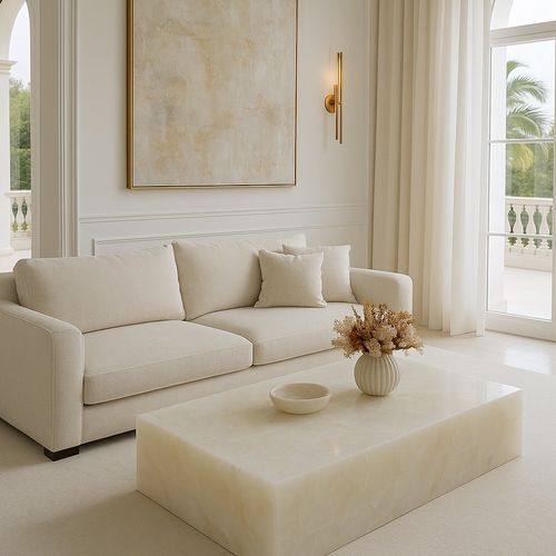 Block Coffee Table - White Onyx - Large | Natural Stone Co.