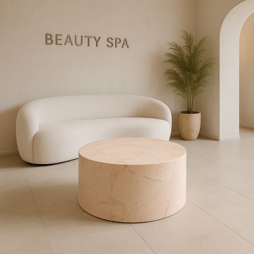 Rounded Coffee Table - Pearl Pink Blush Marble | Natural Stone Co.